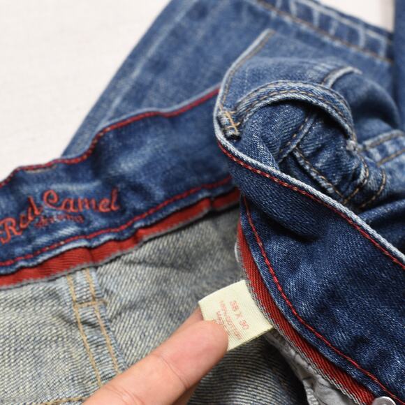 Red Camel Men's Jeans Zip Solid 100% Cotton Blue Size 38x30 Straight Denim - Picture 8 of 8